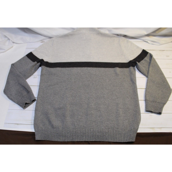 American Eagle Men's XXL Gray Color Block 1/4 Button Mock Neck Sweater Pullover - Picture 7 of 13